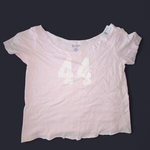 Brandy Melville pink “44” off the shoulder top